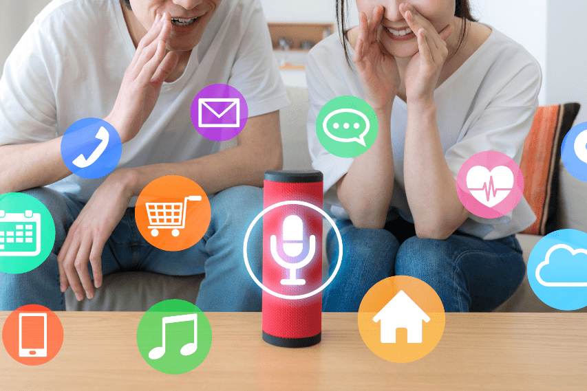 2 people asking the alexa questions