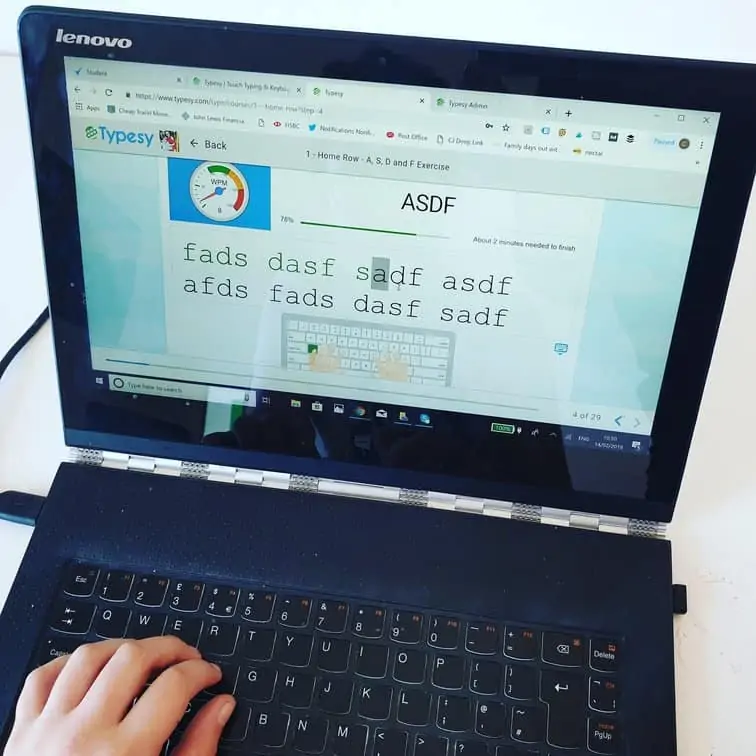 Learning to touch type with Typesy Typing Program