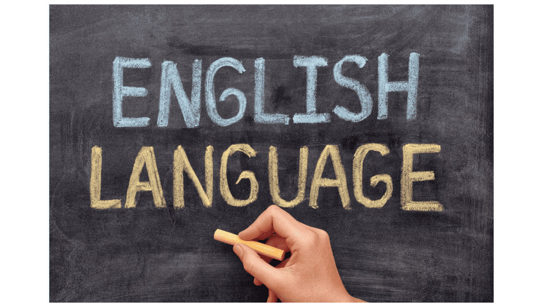 English language written in chalk on a chalk board