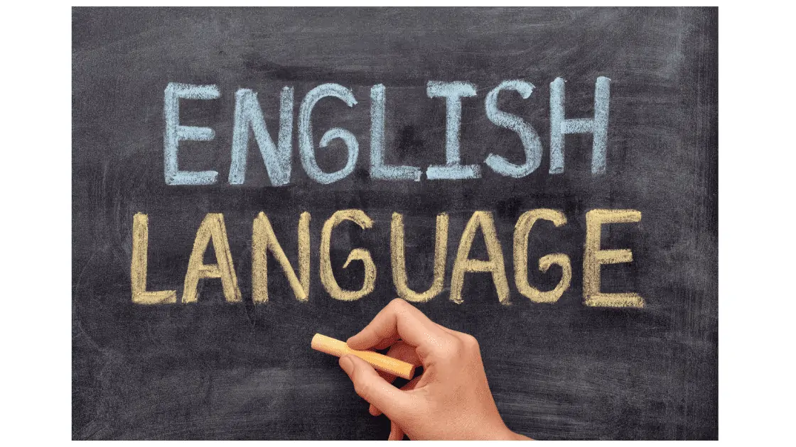 English language written in chalk on a chalk board