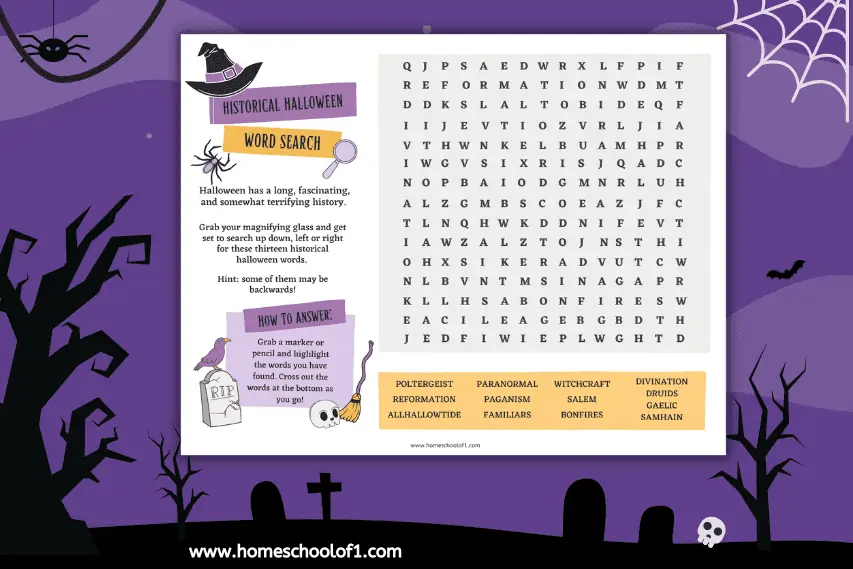 Spooky Halloween Word Search Printable for Older Kids (Free)