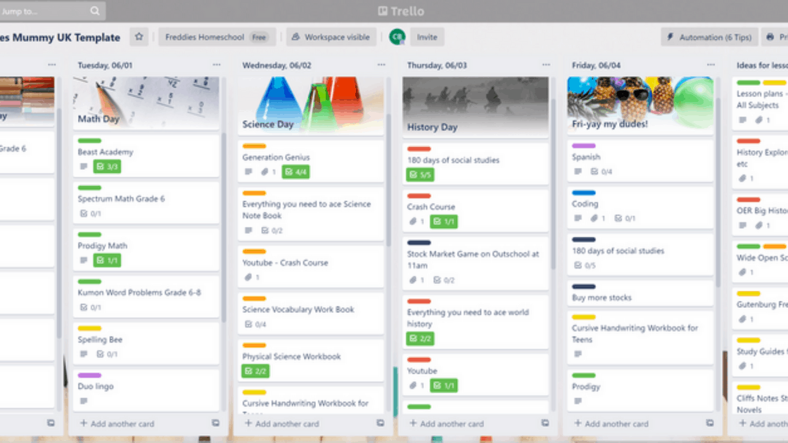 Homeschool Scheduler with Trello