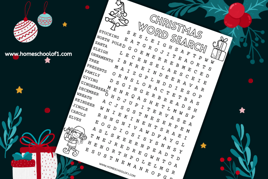 christmas word search printable