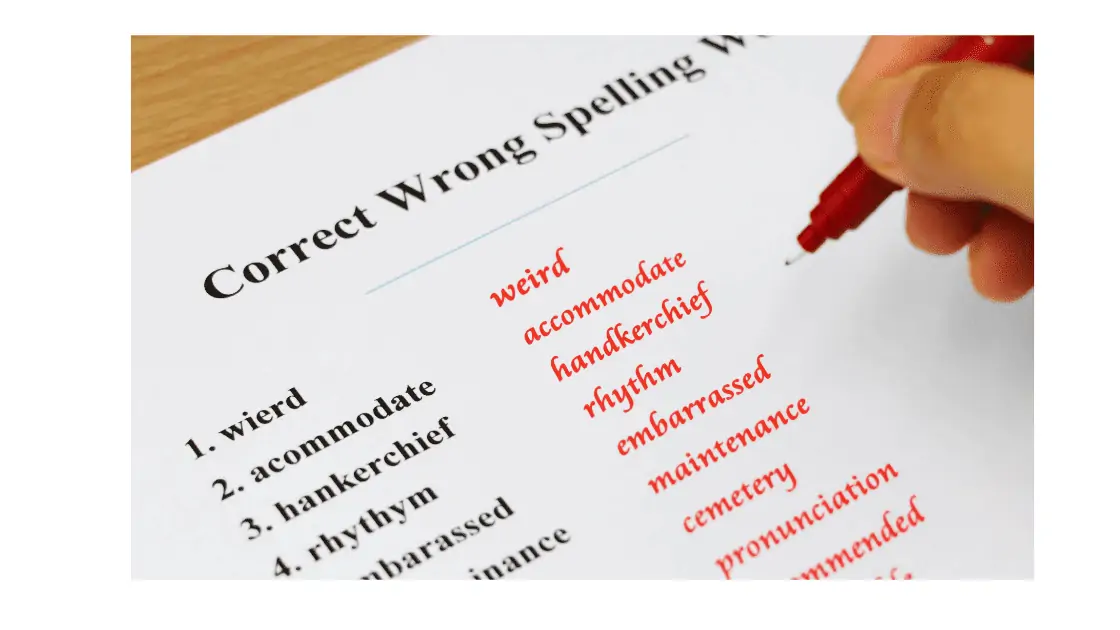 correct and wrong spelling words