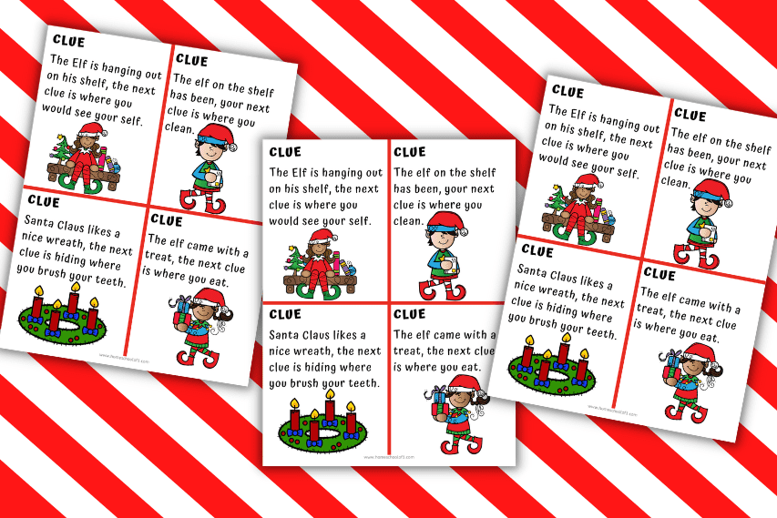 ELF ON THE SHELF TREASURE HUNT CLUES