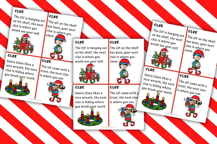 ELF ON THE SHELF TREASURE HUNT CLUES