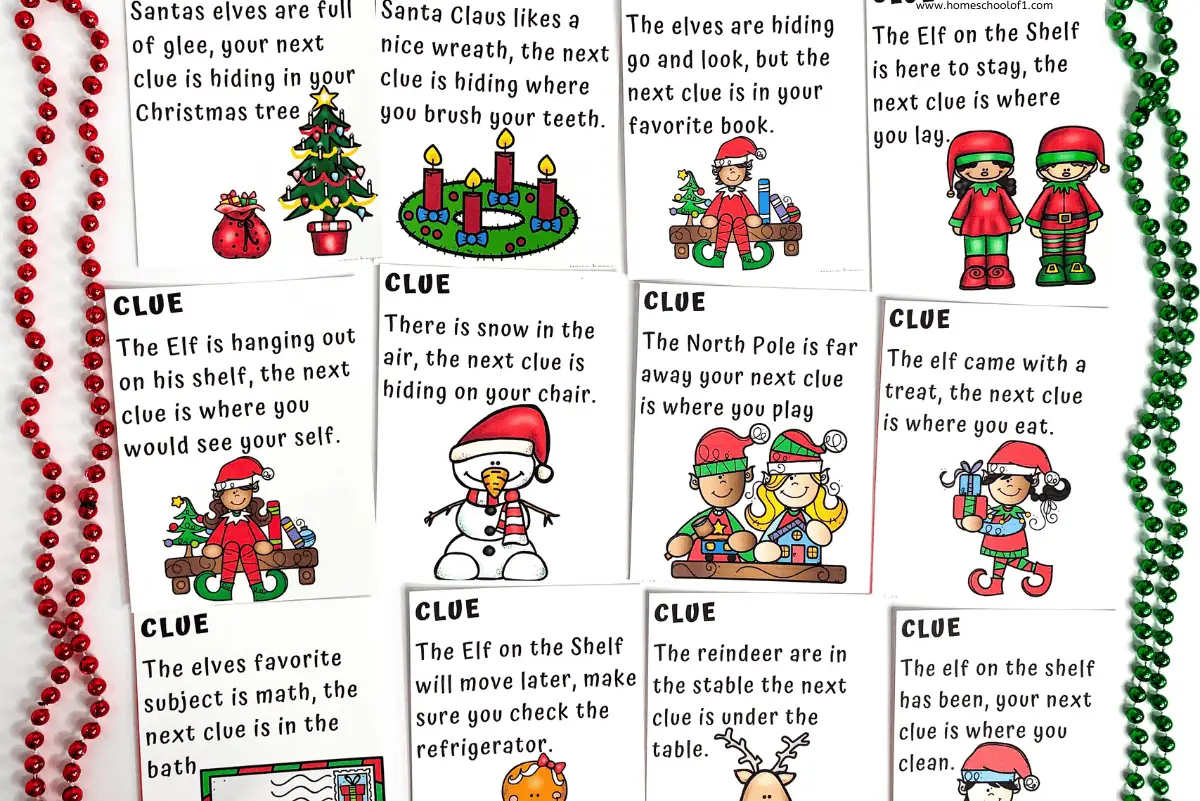 ELF SCAVENGER HUNT CLUES