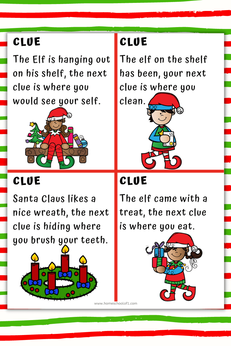 Free Printable Elf On The Shelf Treasure Hunt Clues