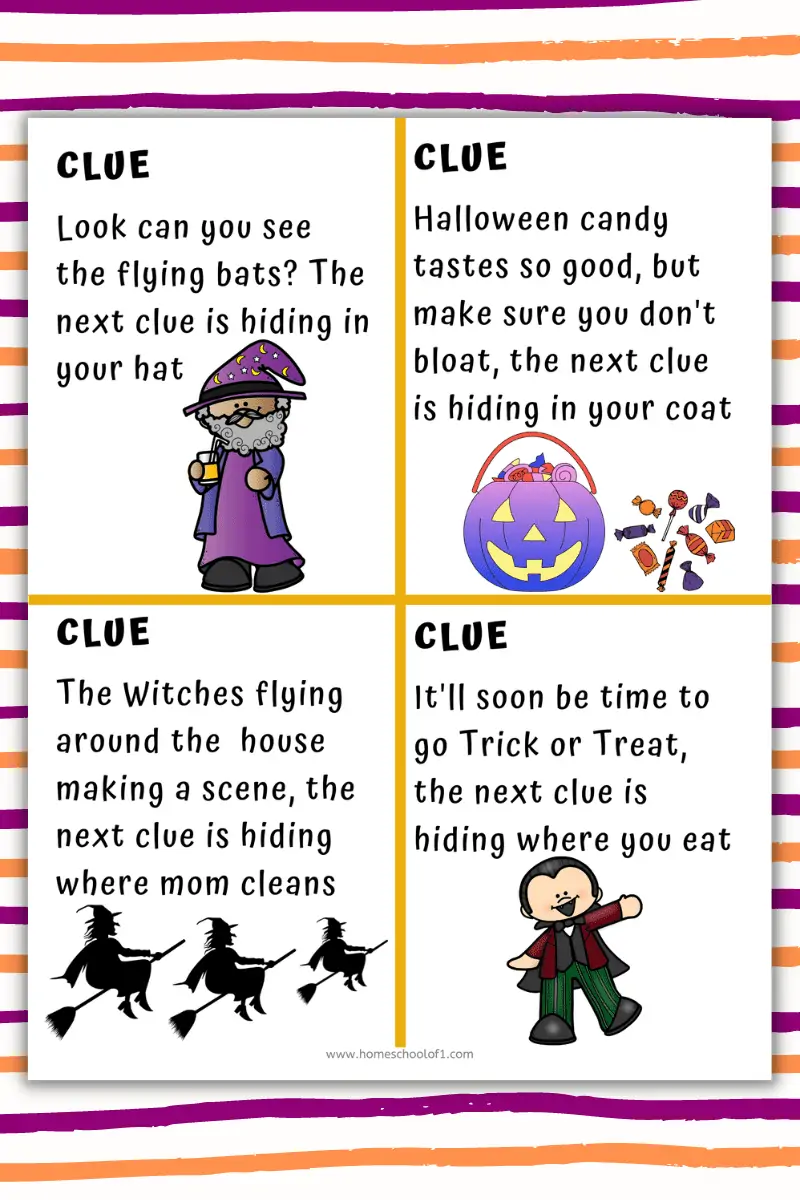 HALLOWEEN SCAVENGER HUNT CLUE