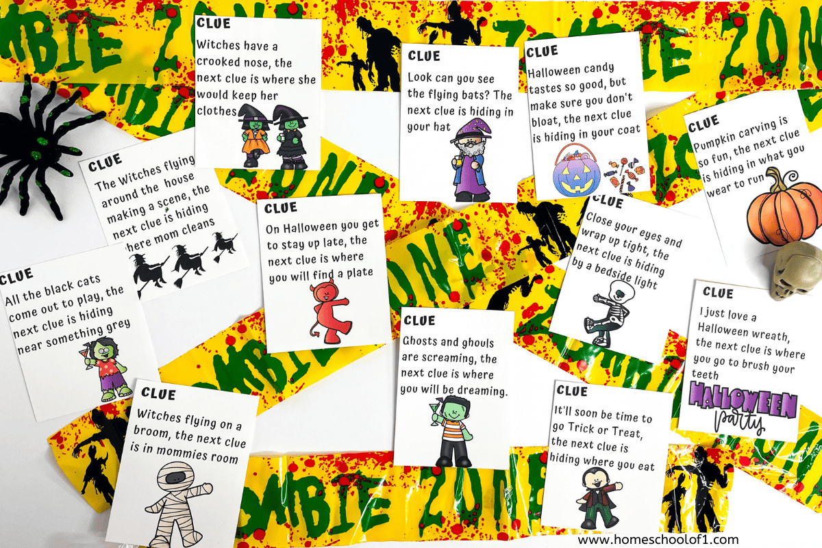 HALLOWEEN TREASURE HUNT CLUES