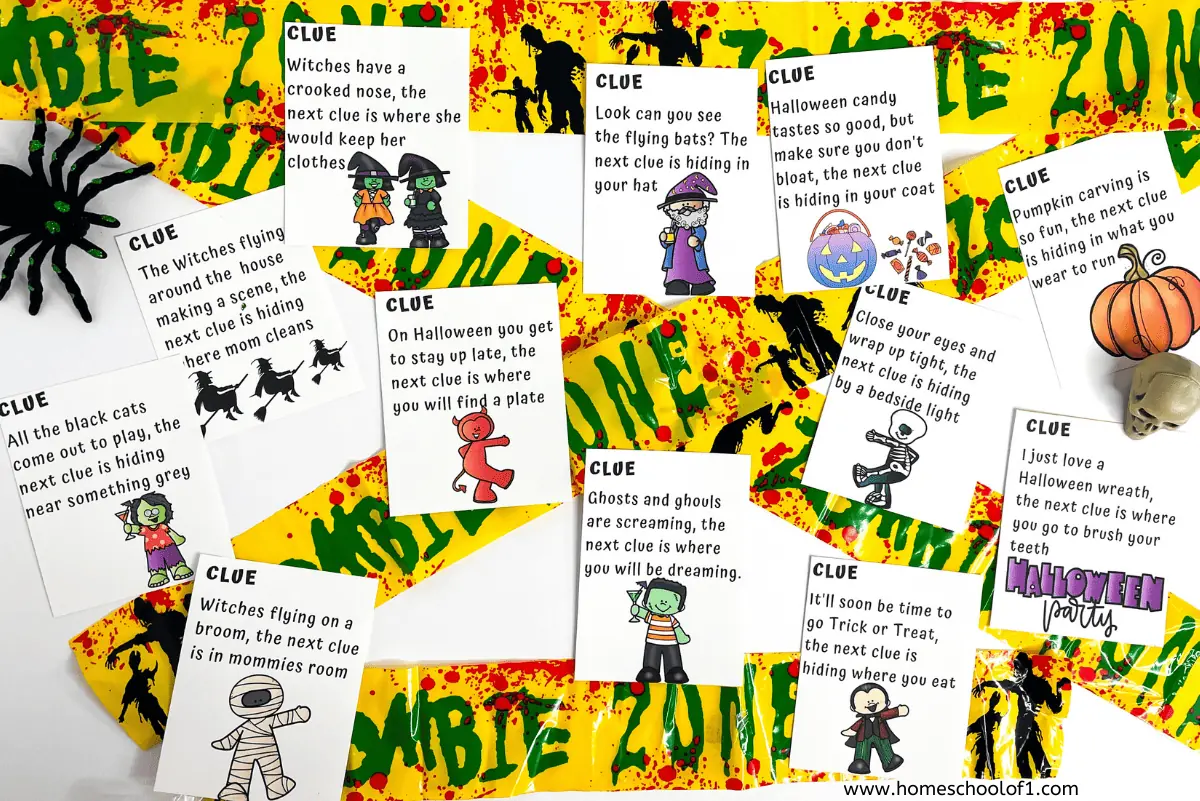 HALLOWEEN TREASURE HUNT CLUES