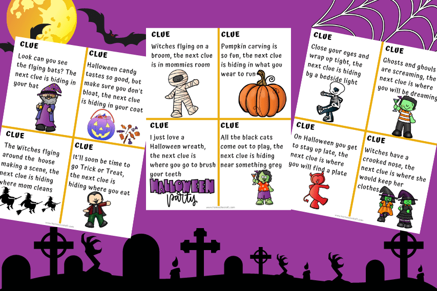 HALLOWEEN TREASURE HUNT CLUES