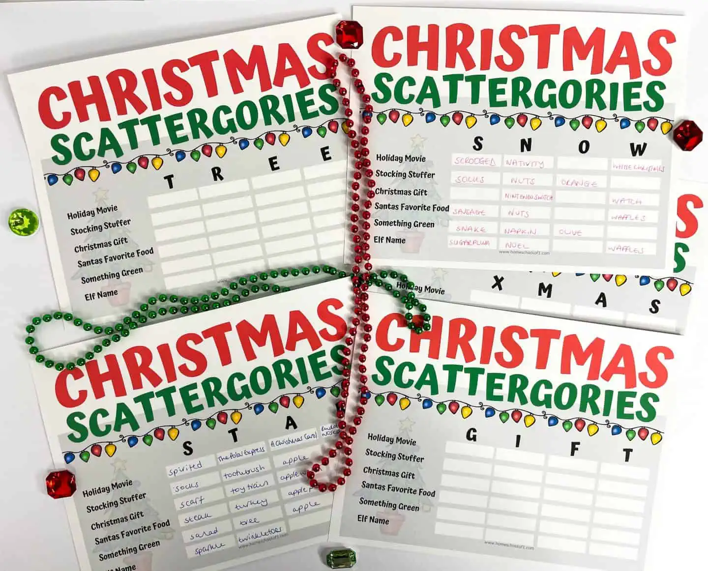 christmas scattergories boards