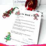 Elf arrival letter addressed to Freddie with cute North Pole design and red-and-green beads