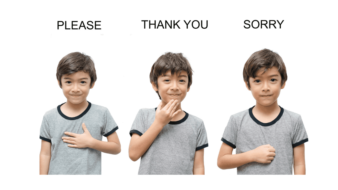 boy signing please, thank you, and sorry 