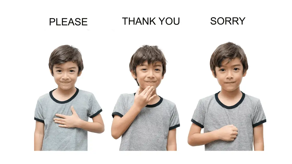 3 boys signing please, thanks you, and sorry.