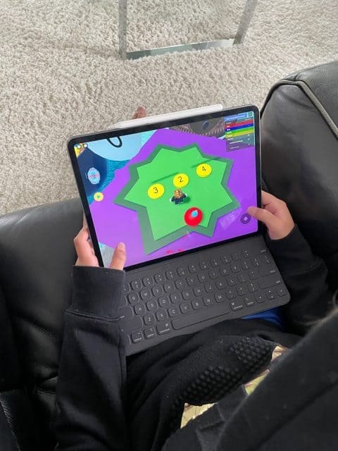 Playing Brainika Math on Roblox on an ipad