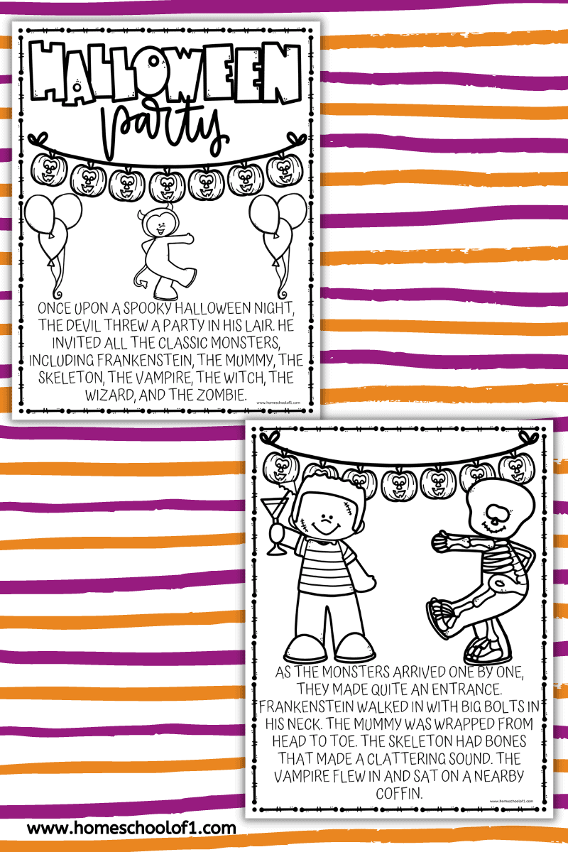 HALLOWEEN PARTY COLORING PAGE