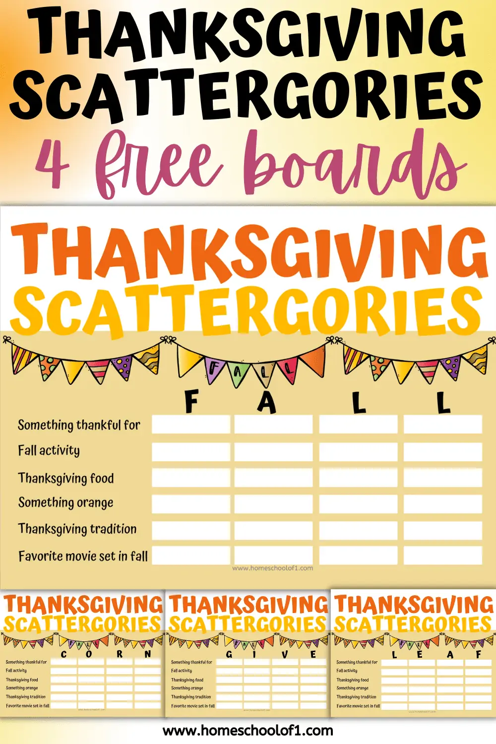 Thanksgiving Scattergories 