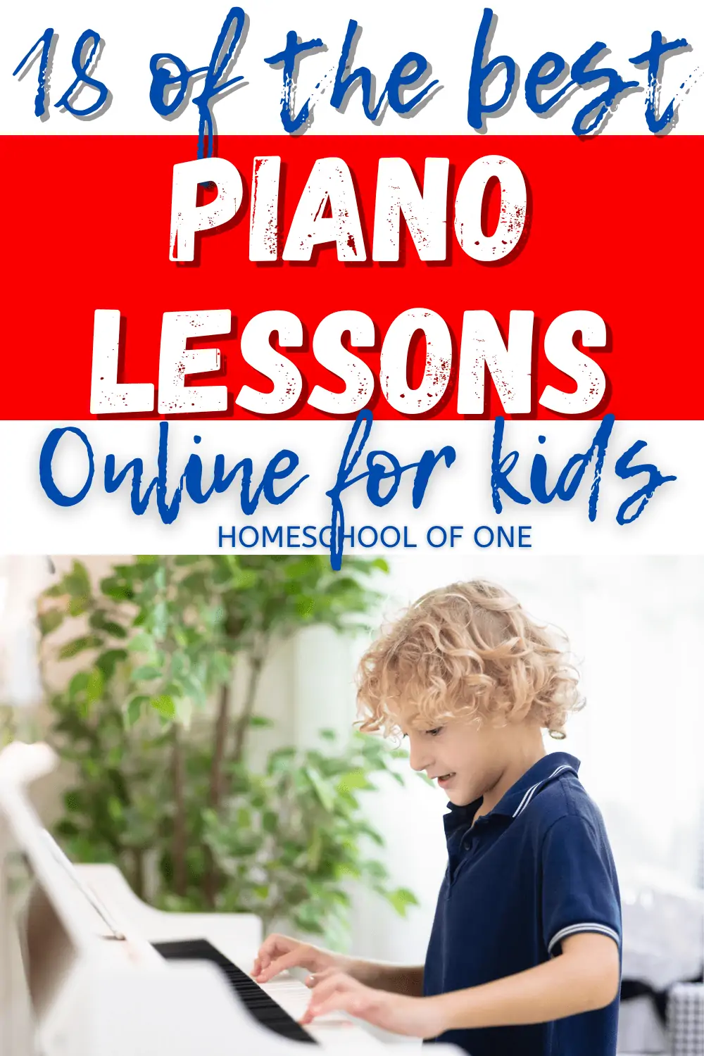 The best online piano lessons for kids. Boy playing piano