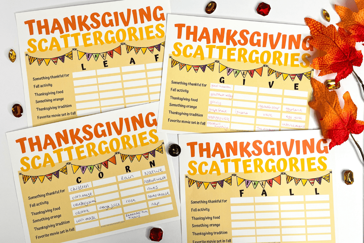 free printable thanksgiving scattergories game