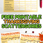 Free printable Thanksgiving Scattergories game for families using GIVE, LEAF, FALL, and CORN