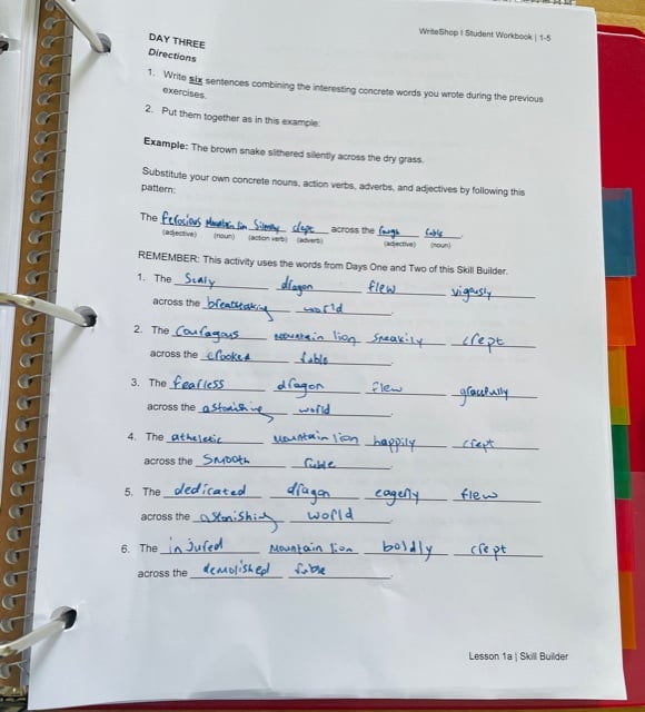 WriteShop Student Workbook Lesson 1
