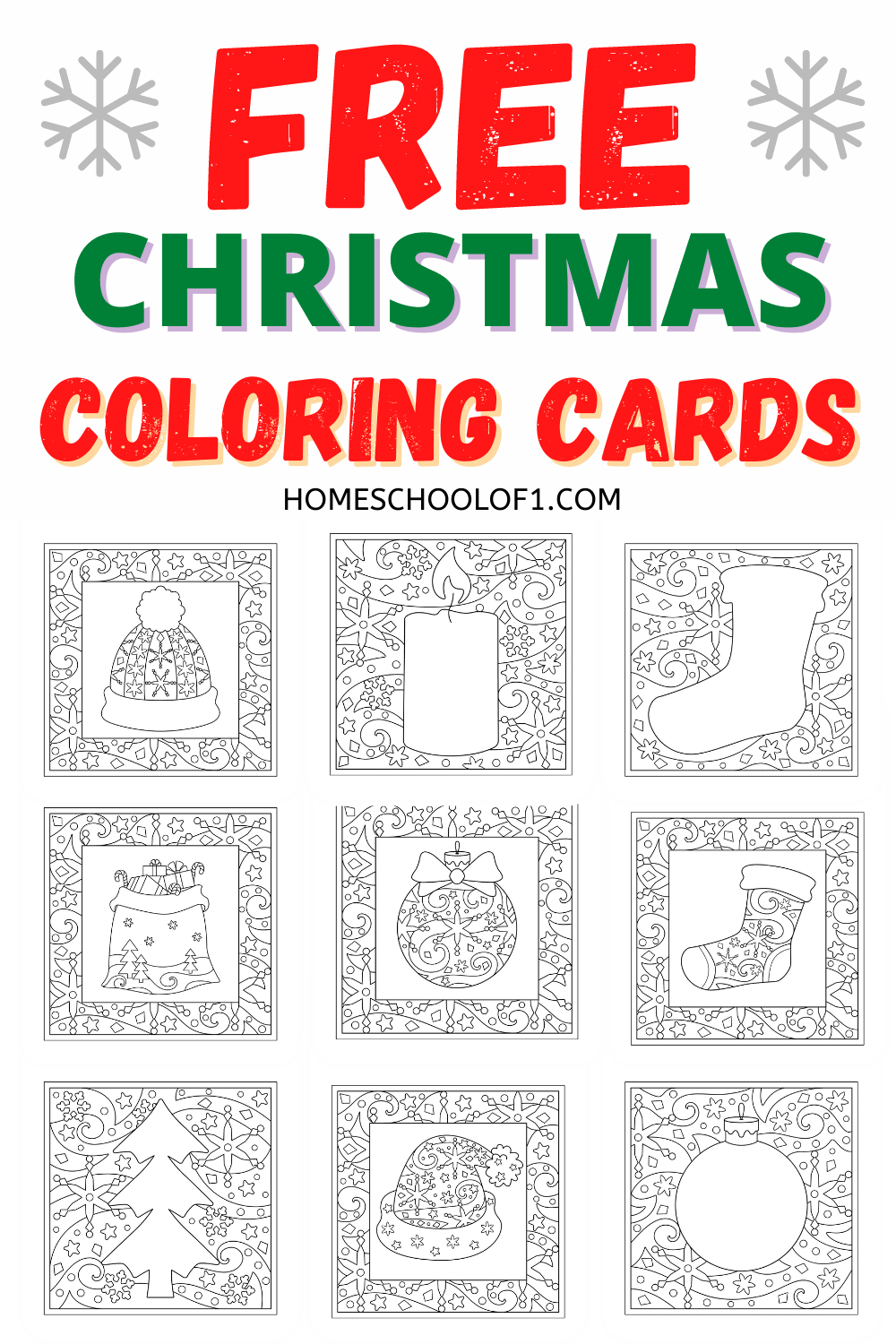 Free Printable Christmas Cards to Color For Adults & Teens