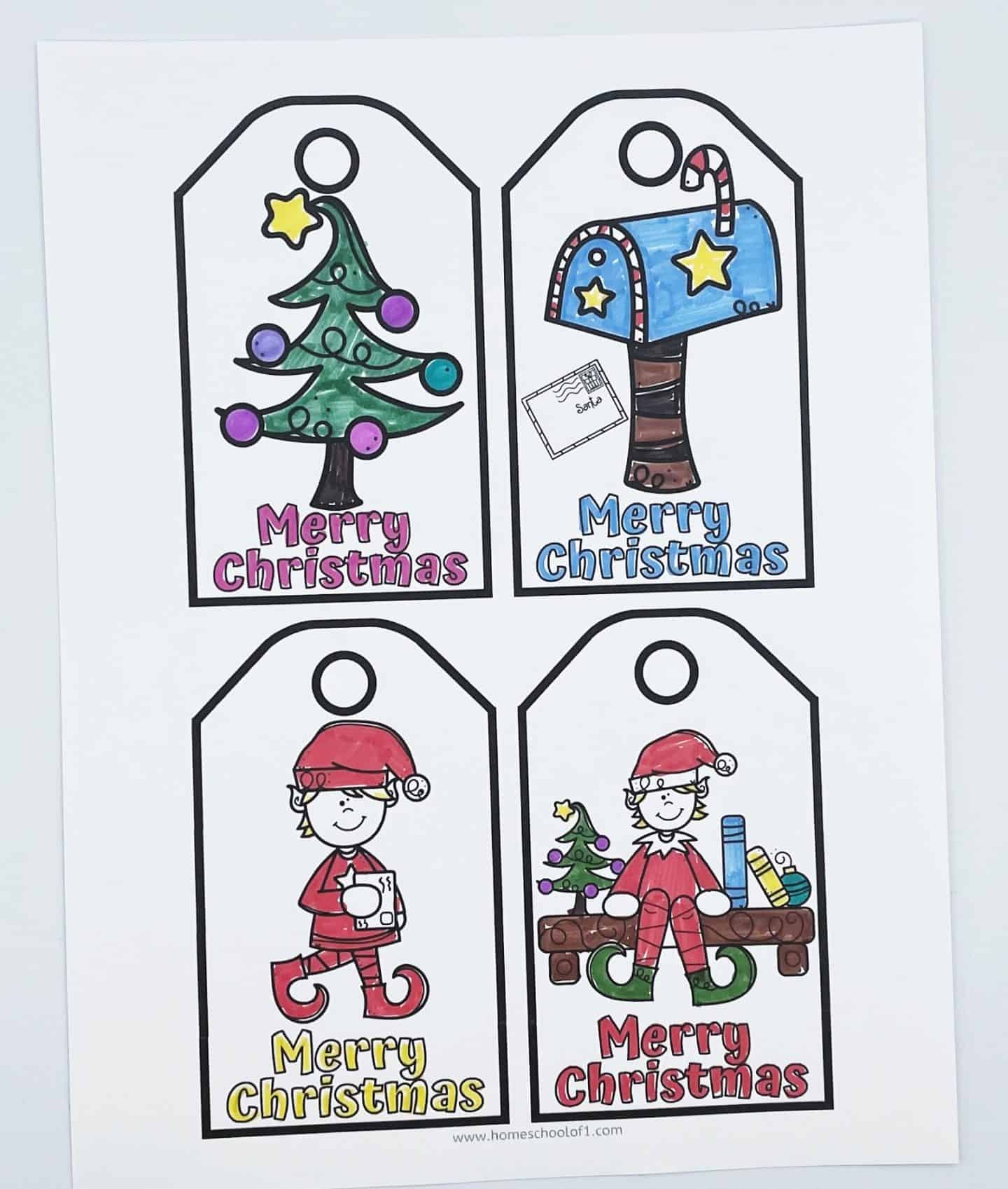 Christmas Printable Tags to color in