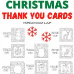 10 Free Christmas Thank You cards that you can download for free and then color in. #coloring #thankyoucards #christmas #gratitude