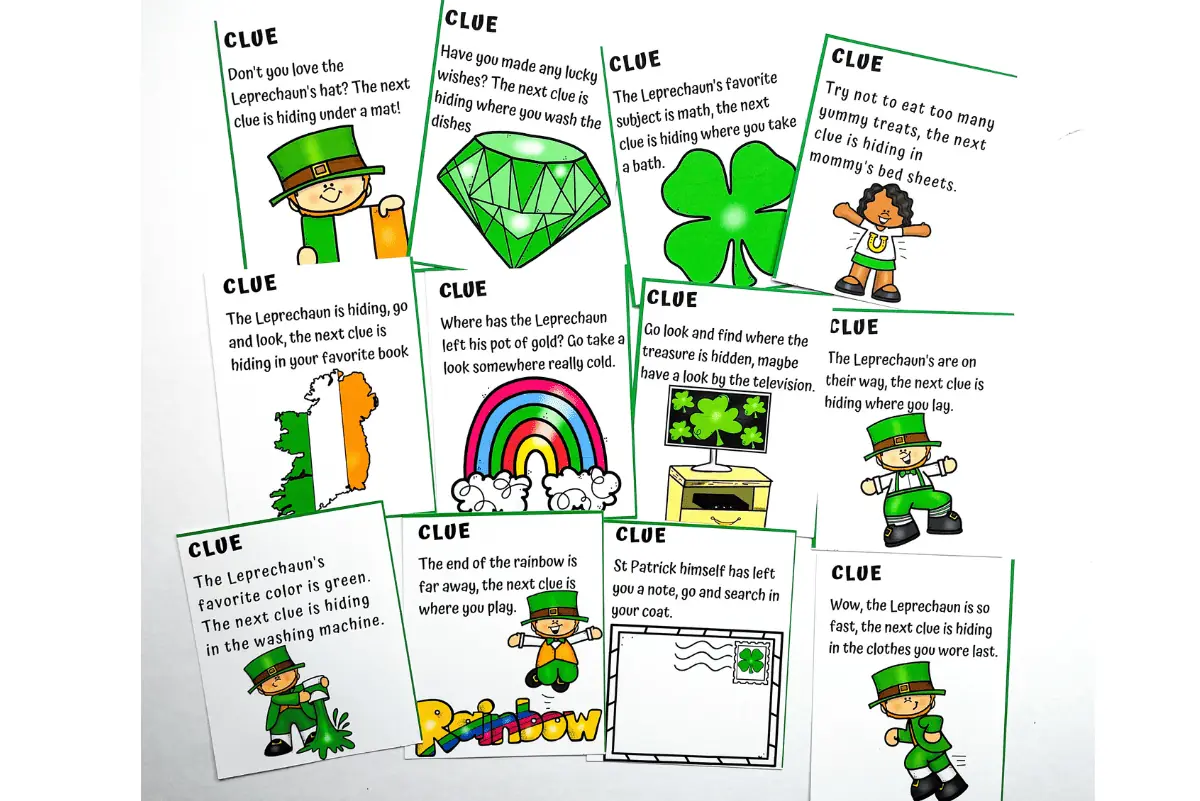 ST PATRICKS DAY SCAVENGER HUNT CLUES