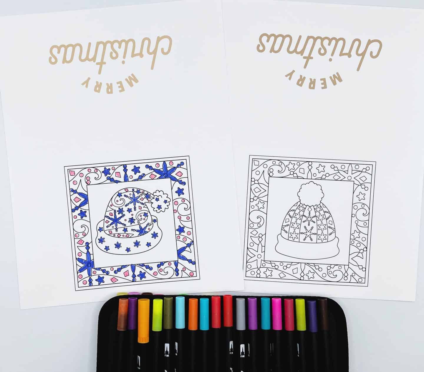 christmas colouring cards