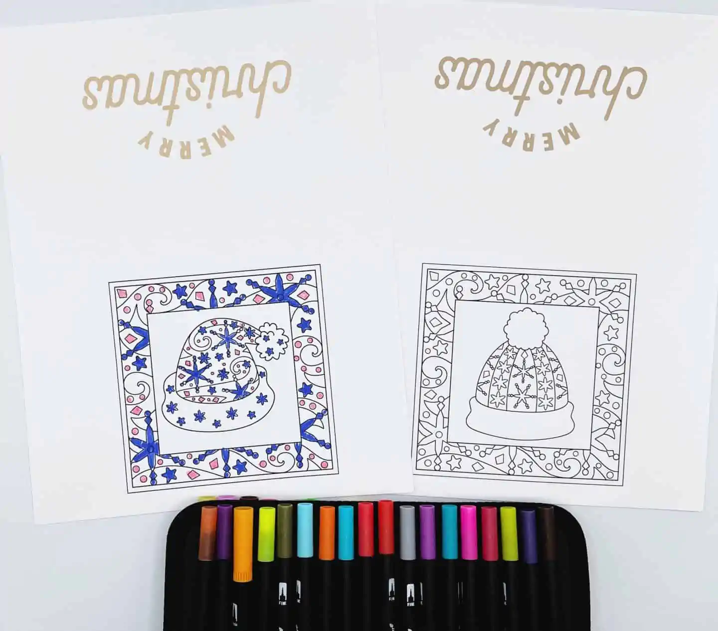 christmas colouring cards