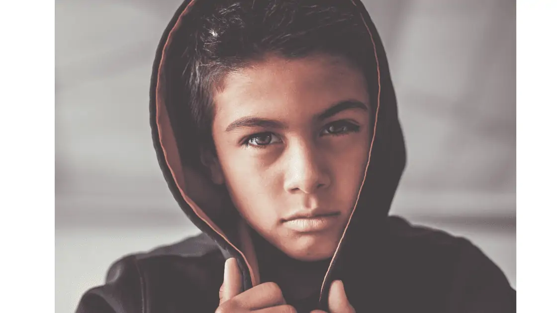 Boy wearing a hoodie