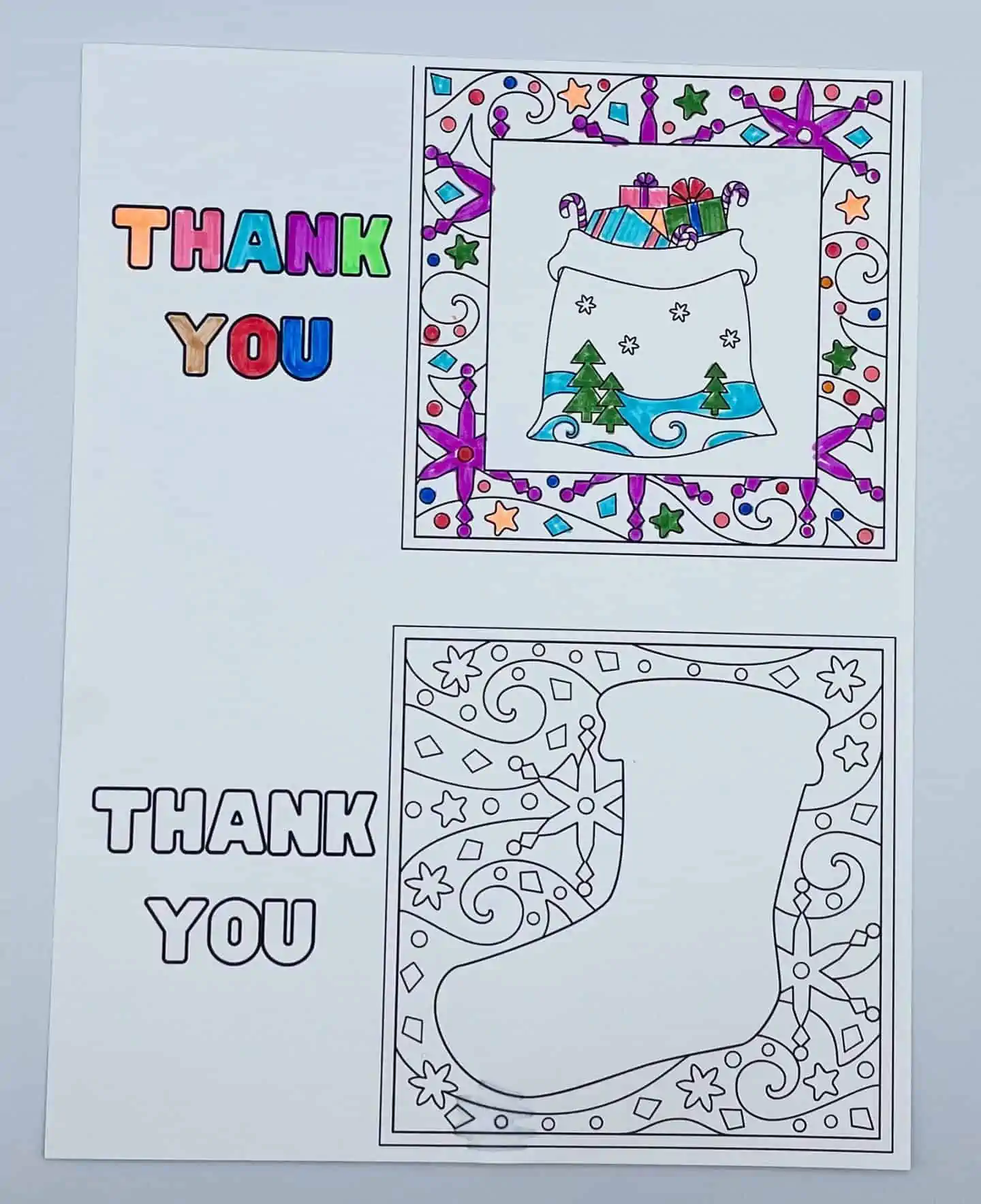 color in thank you cards