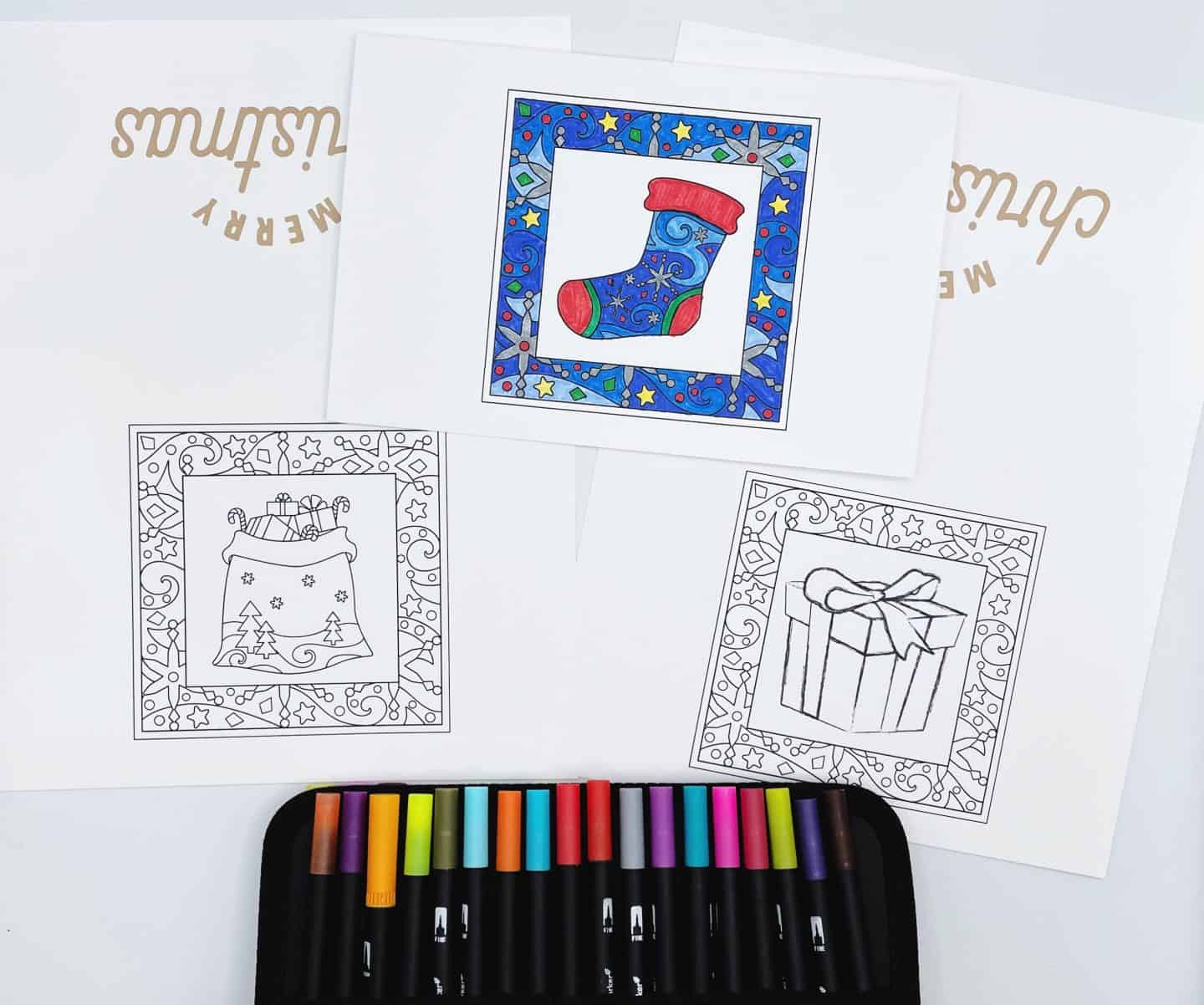 coloring christmas cards