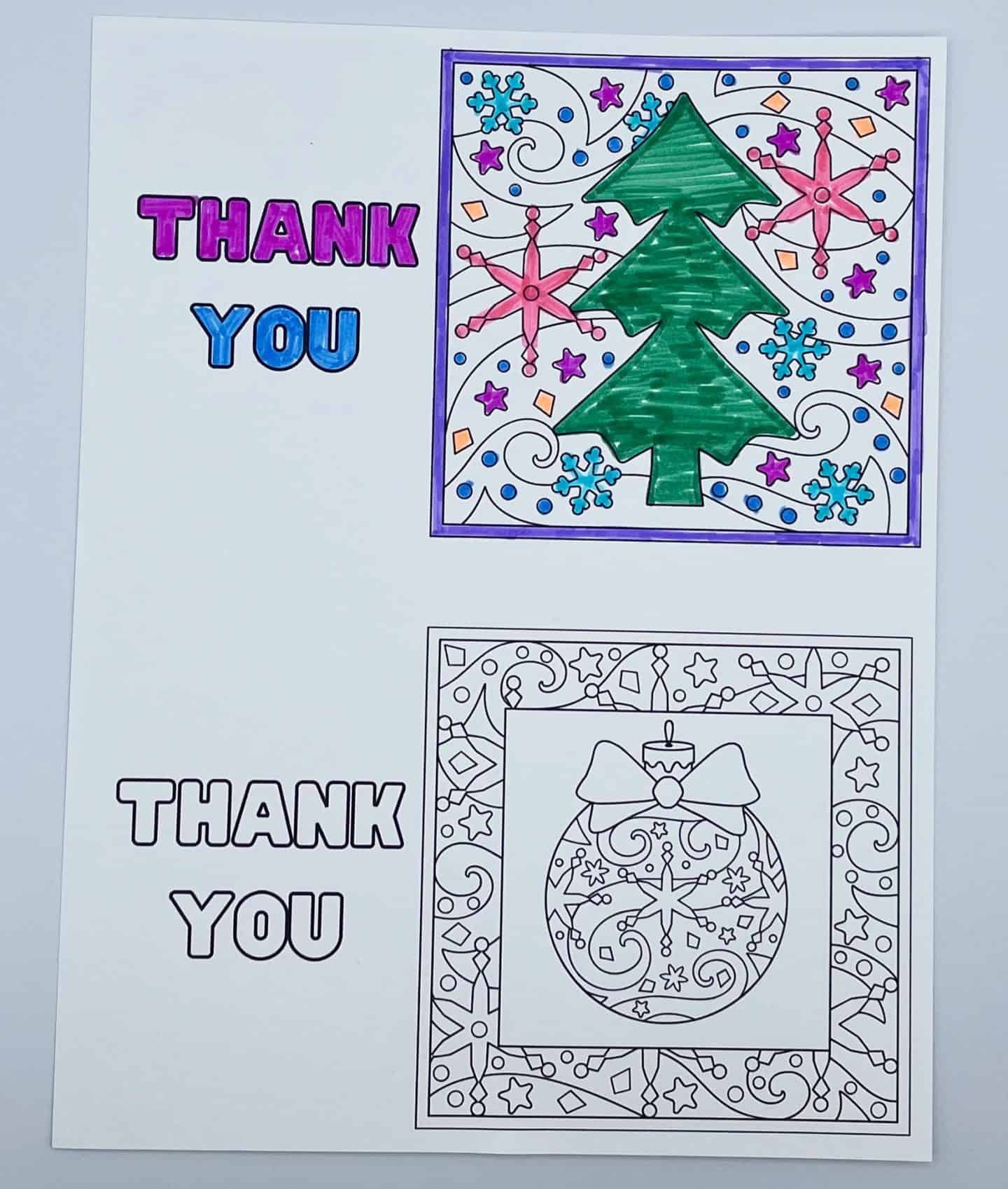 coloring thank you cards
