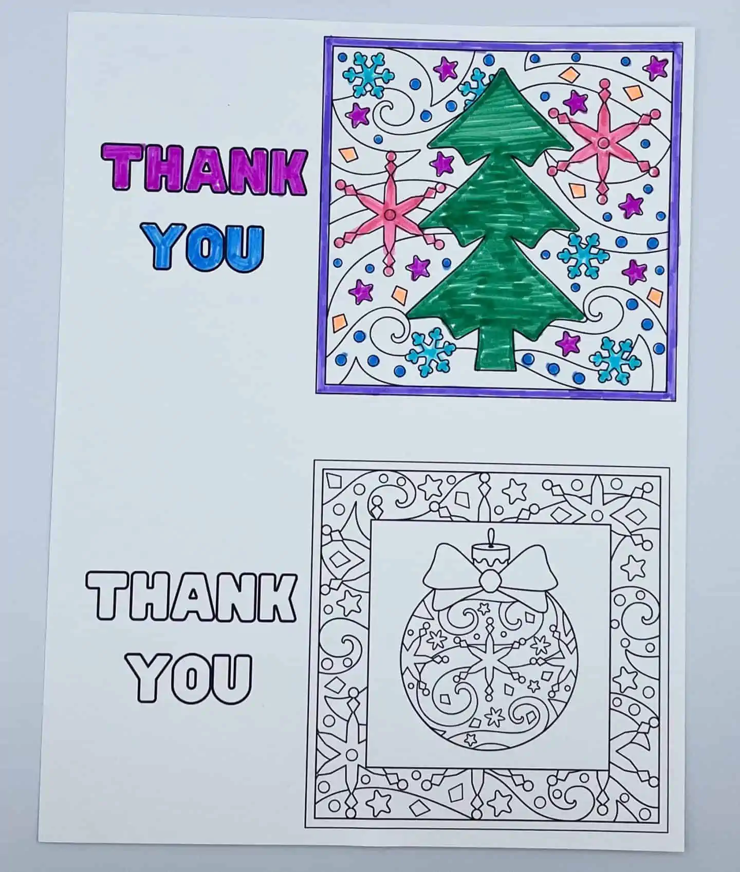 coloring thank you cards