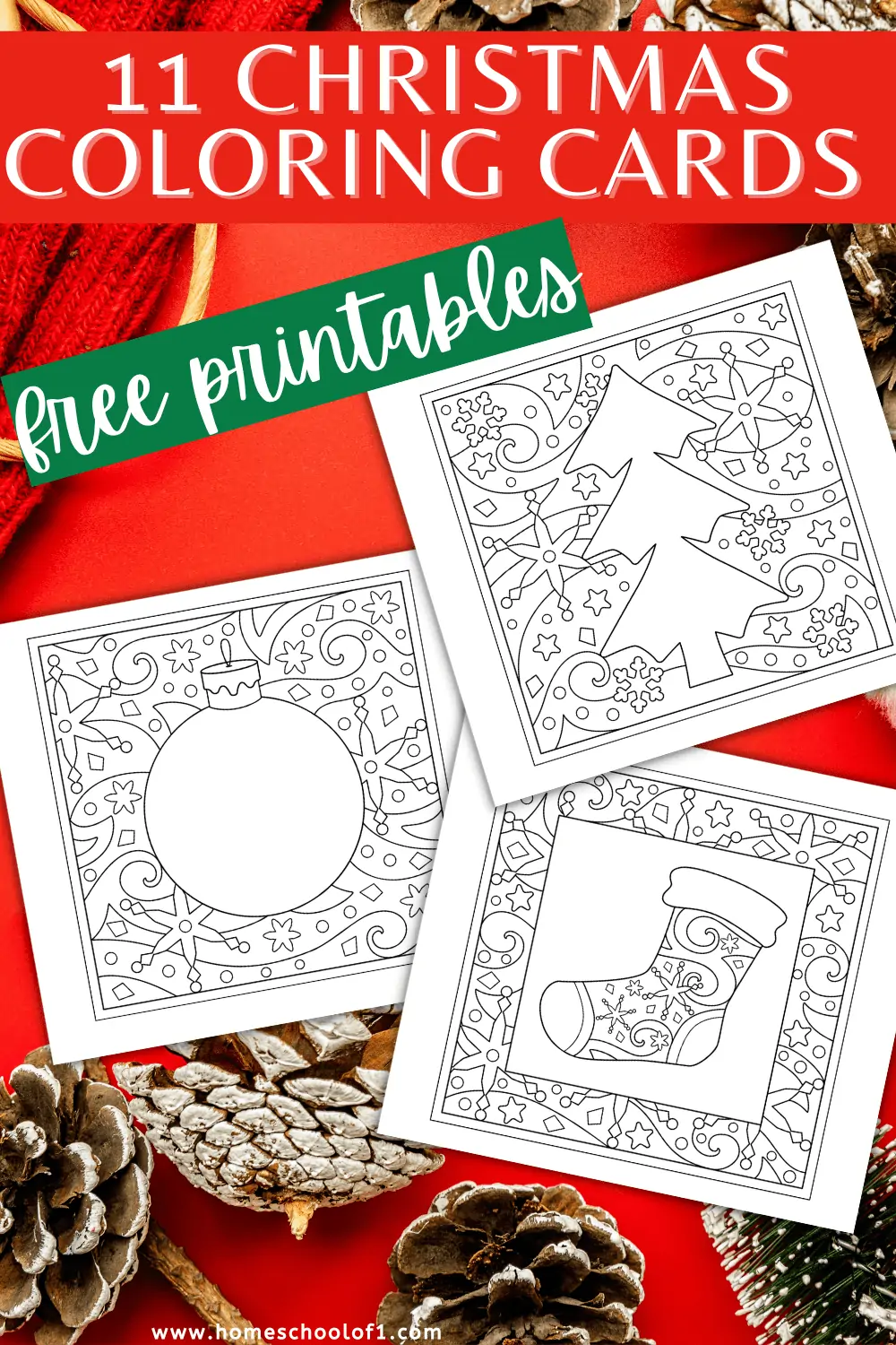 Free printable Christmas coloring cards  for adults and kids