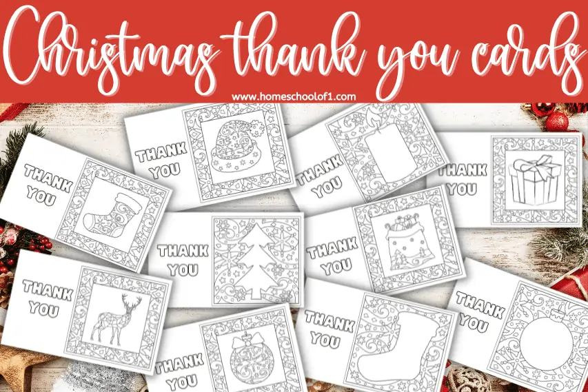 free printable Christmas thank you cards