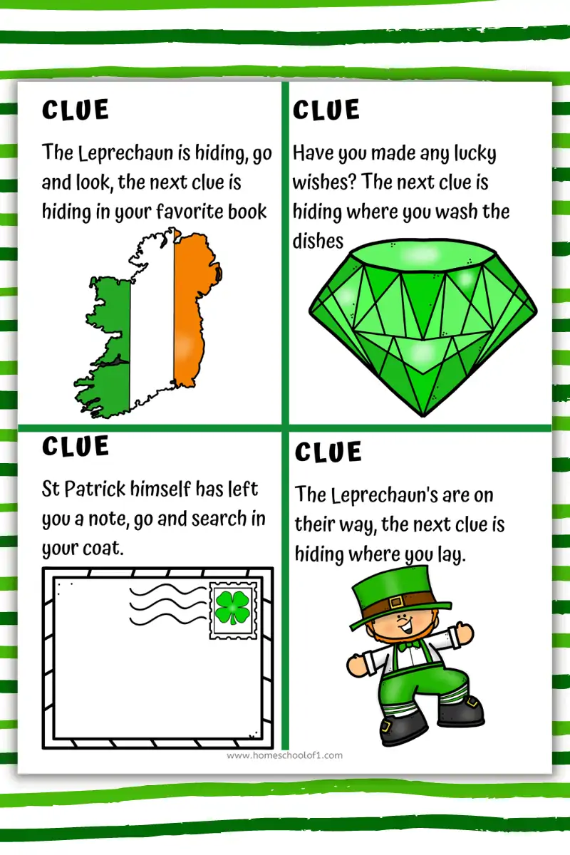 st patricks day scavenger hunt clue