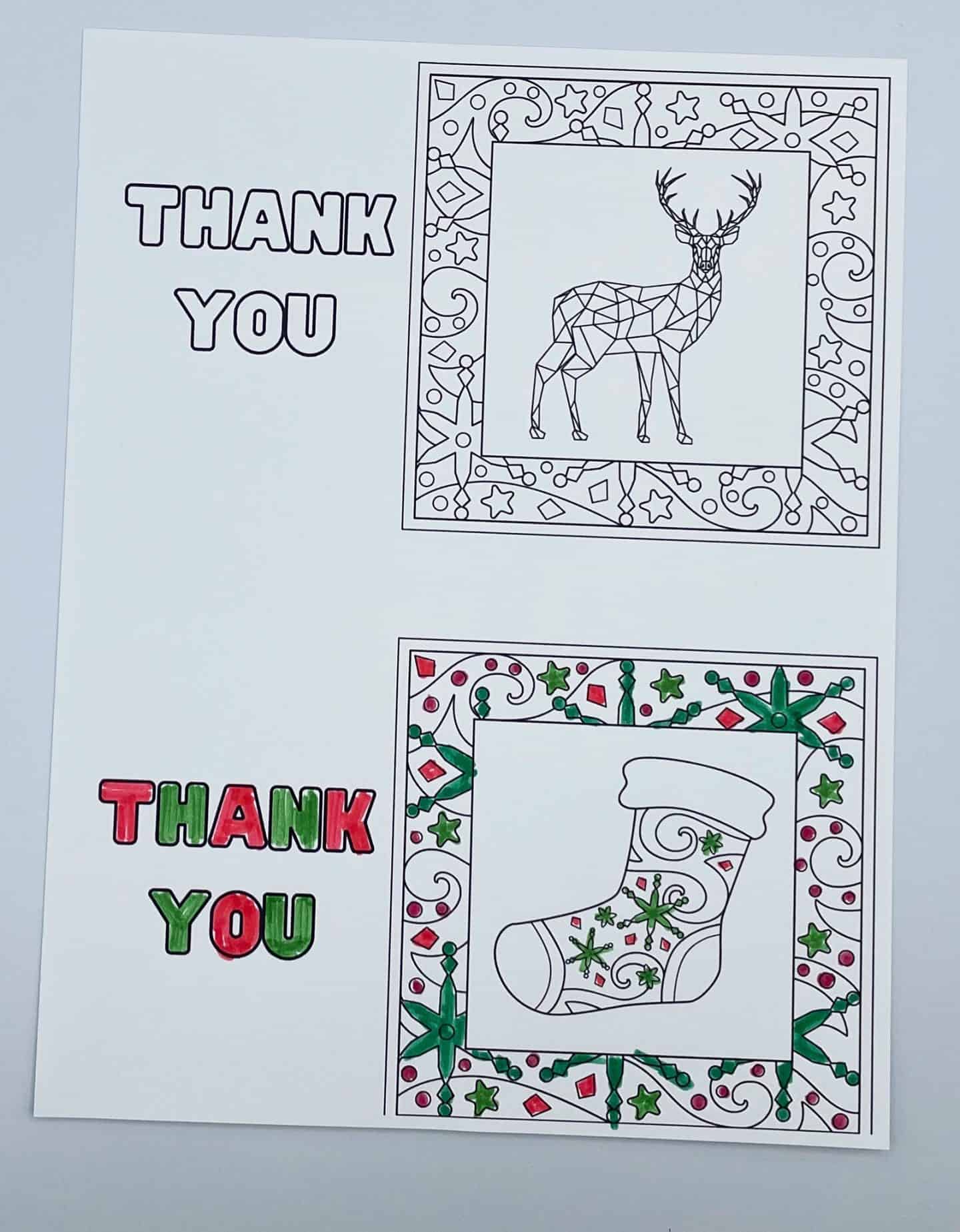 thank you cards to color