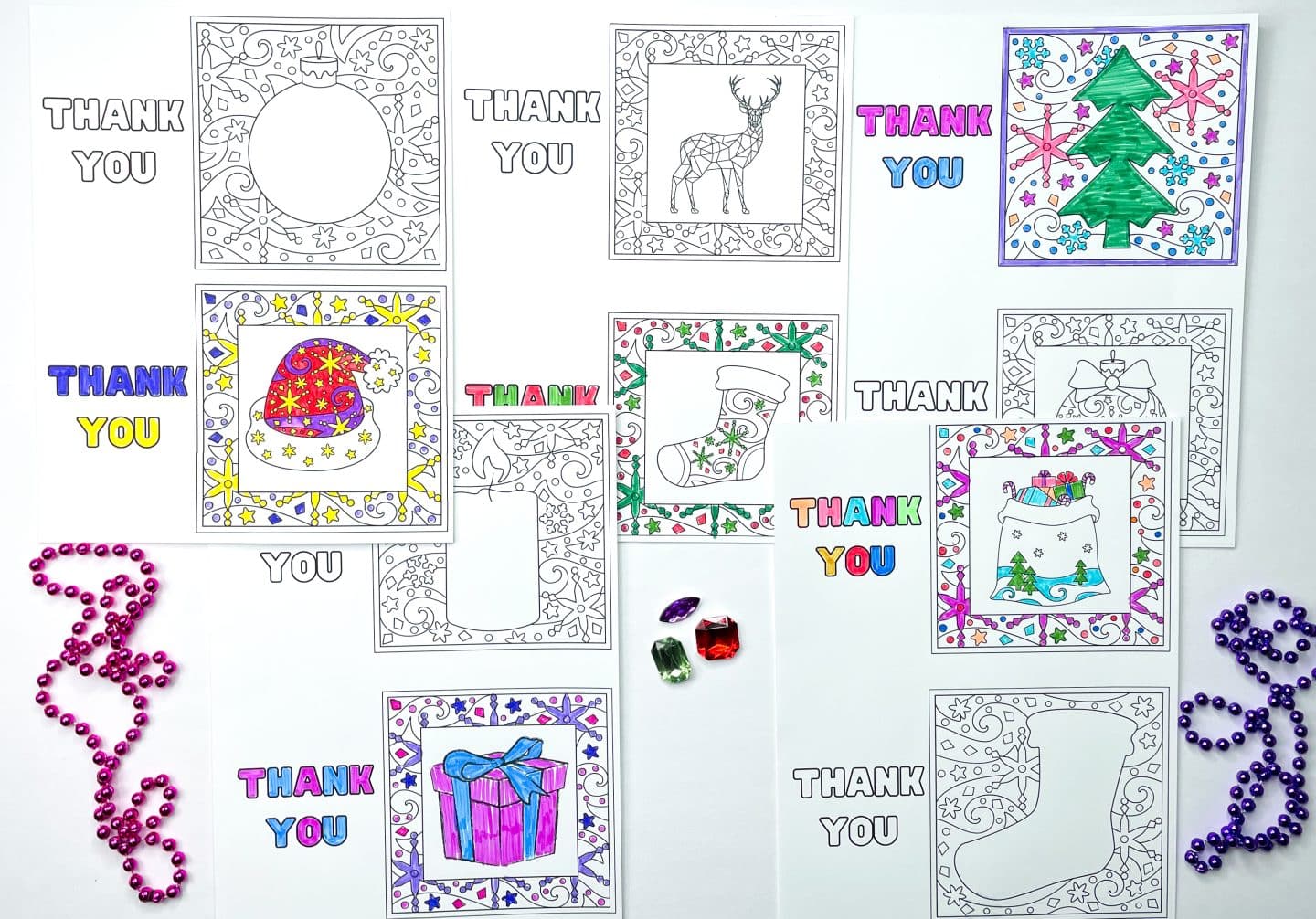 thank you coloring cards