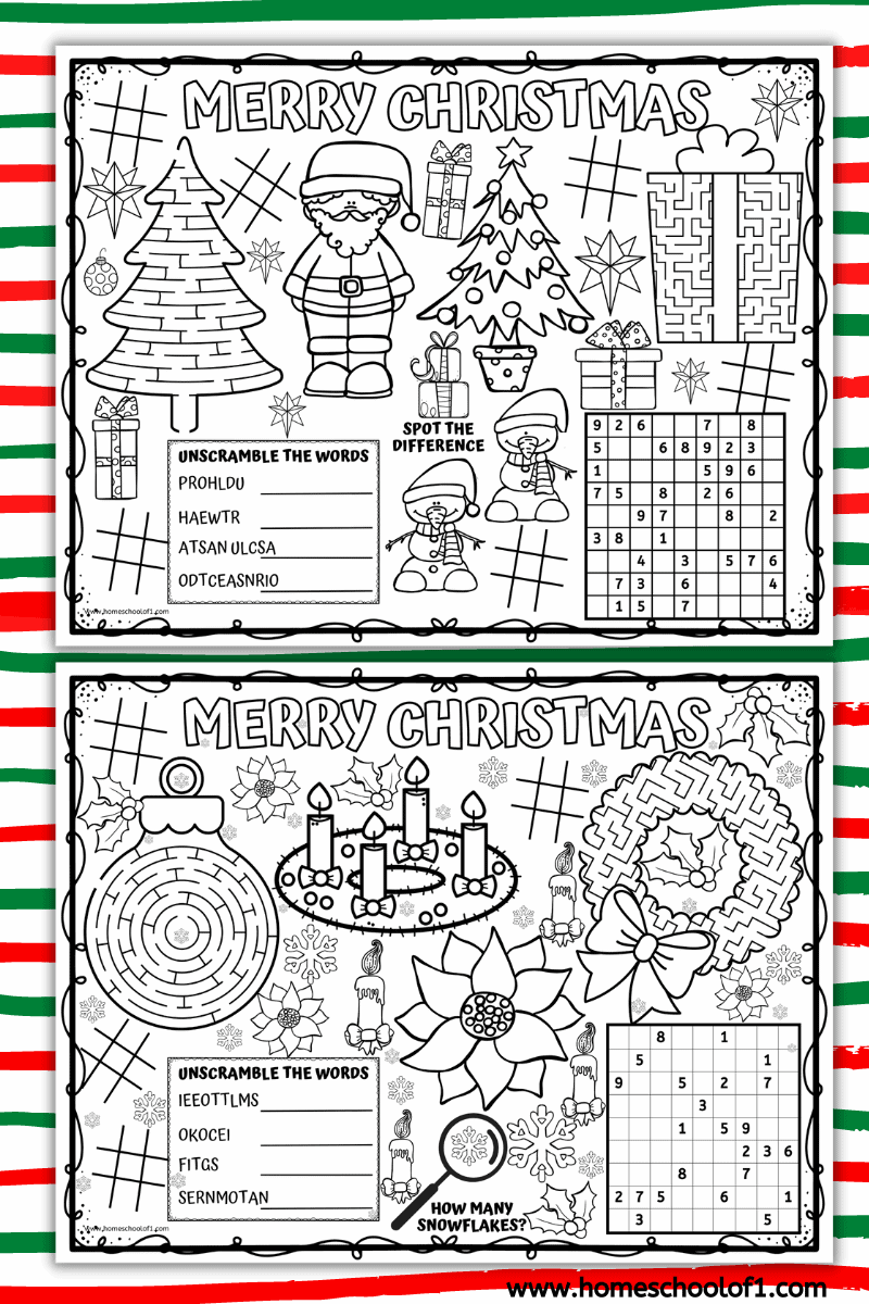 4 Free Printable Christmas Placemats - Christmas Printable Placemats 
