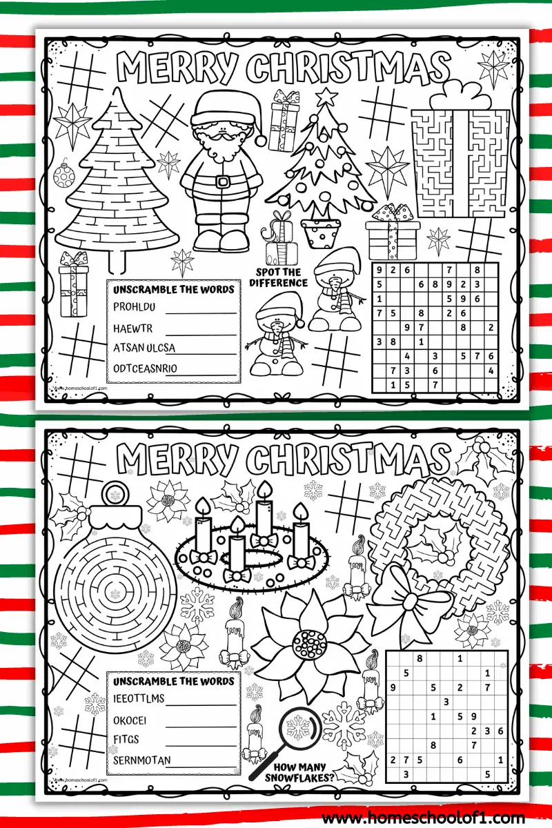 Christmas printable placemats