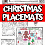 Free printable Christmas placemats featuring Santa, trees, puzzles, and coloring games