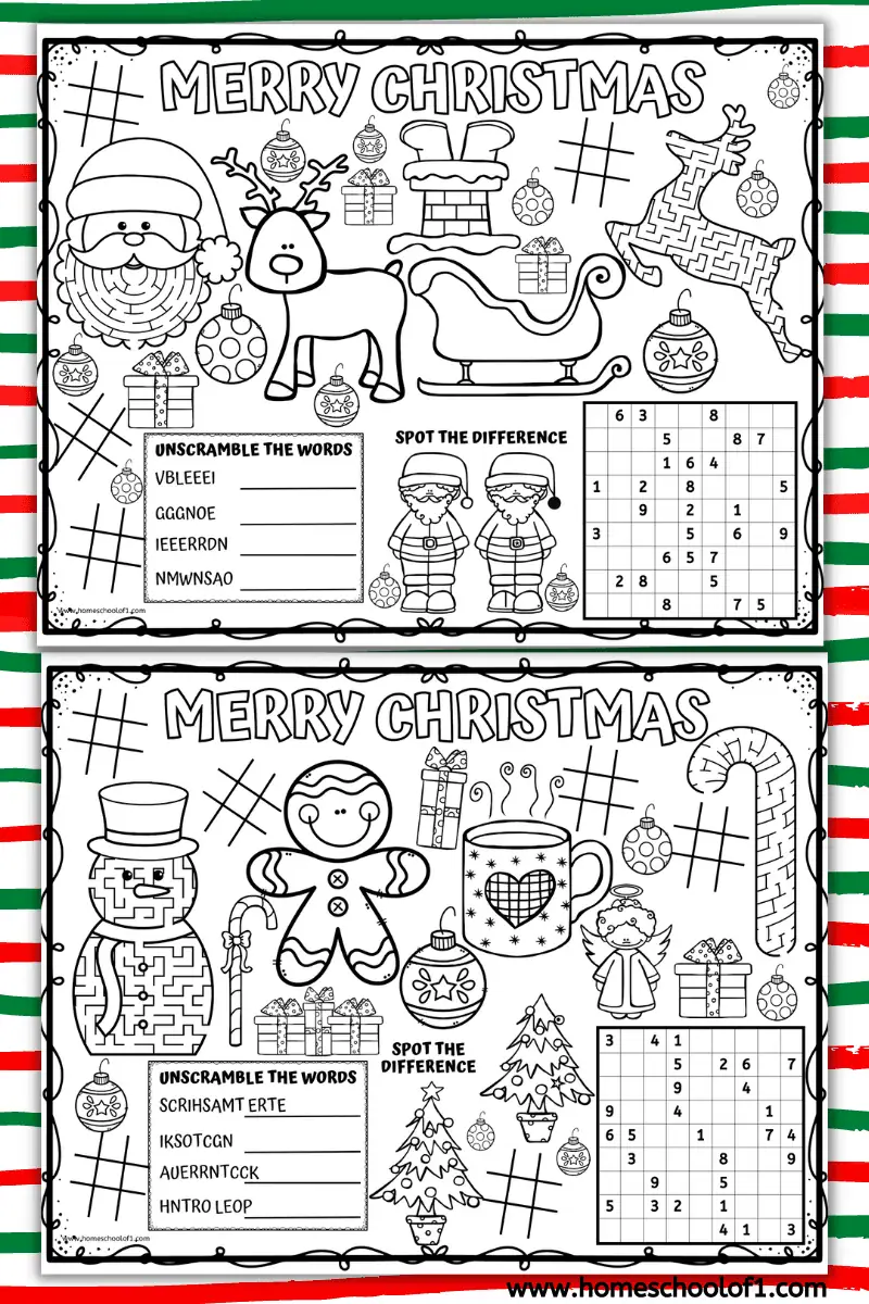 christmas placemat printable