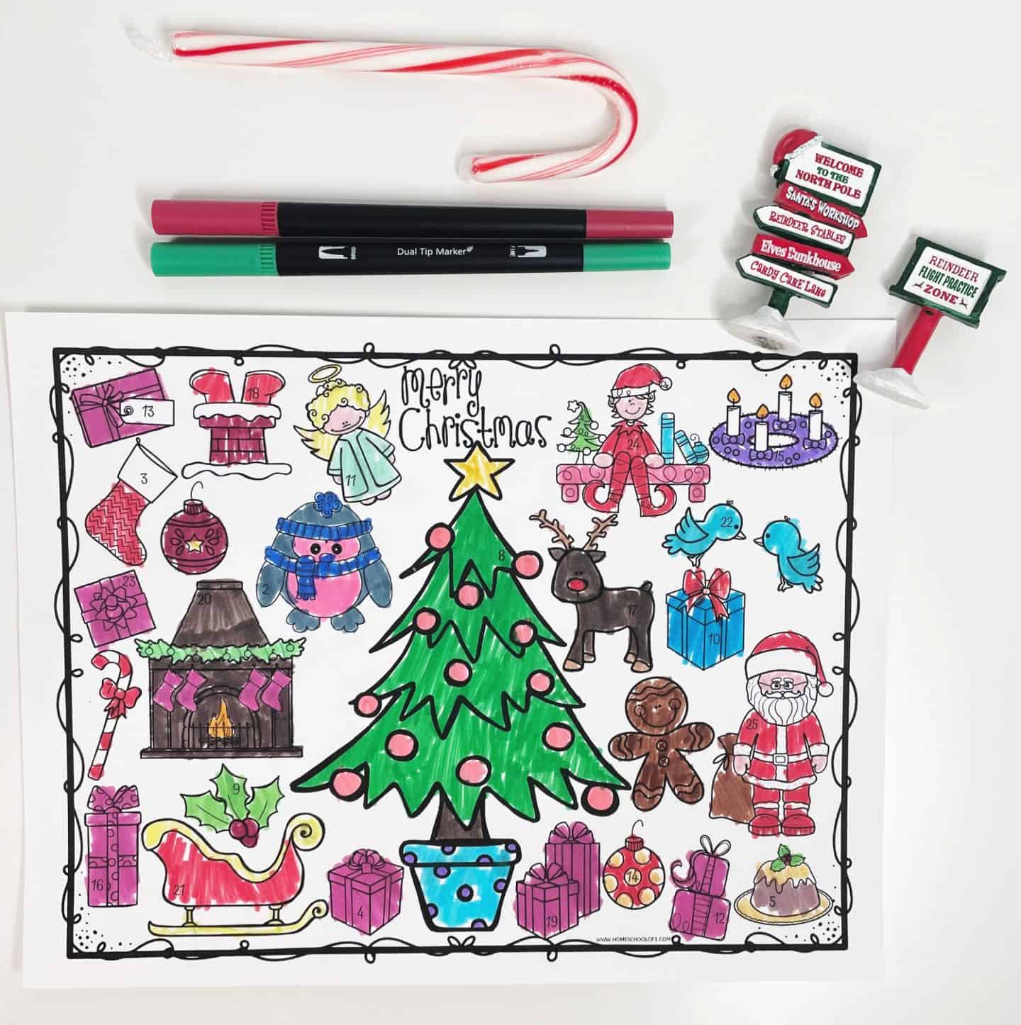 free printable advent calendar to color