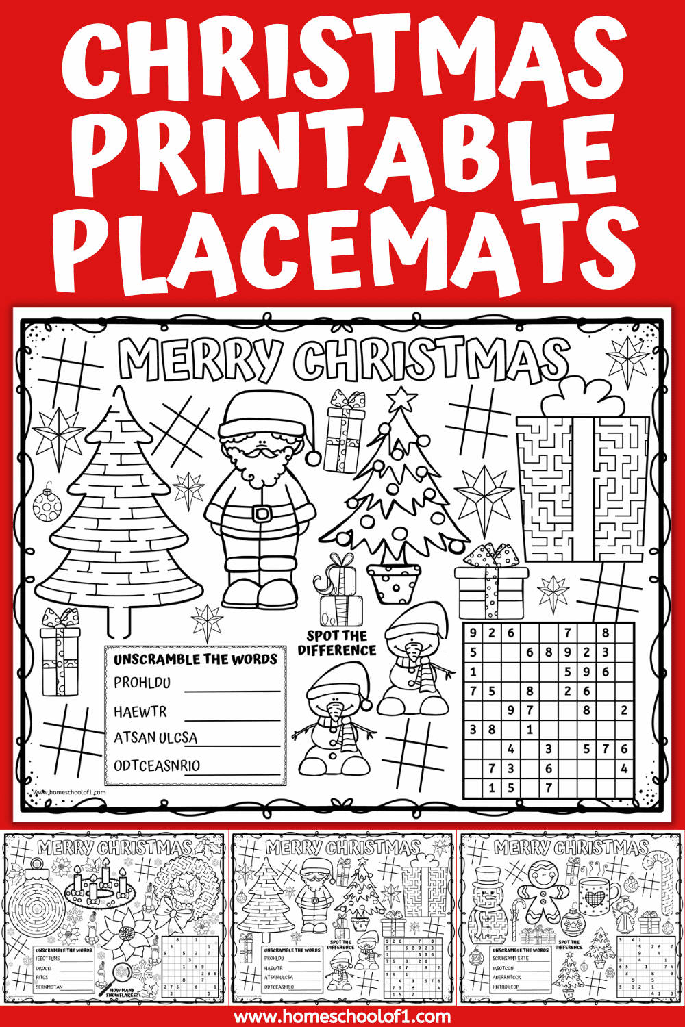 free printable christmas placemats
