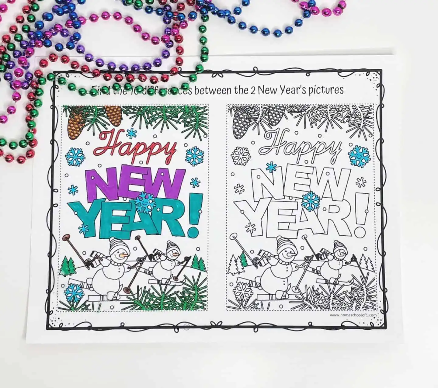 new year spot the difference printable